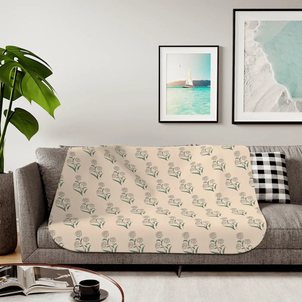 Sherpa Blanket - Daisy Flowers in Two Colors - DipaliZ