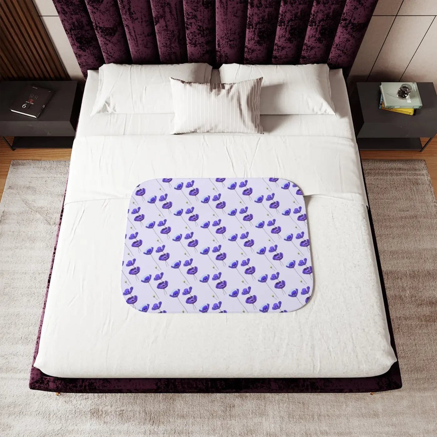 Purple Flower Sherpa Blanket - Cozy Chic Comfort - DipaliZ