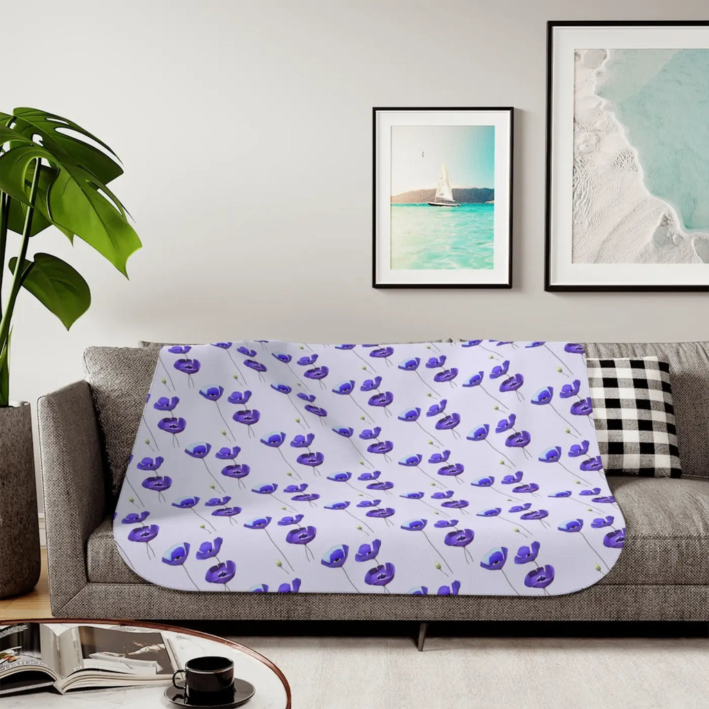 Purple Flower Sherpa Blanket - Cozy Chic Comfort - DipaliZ
