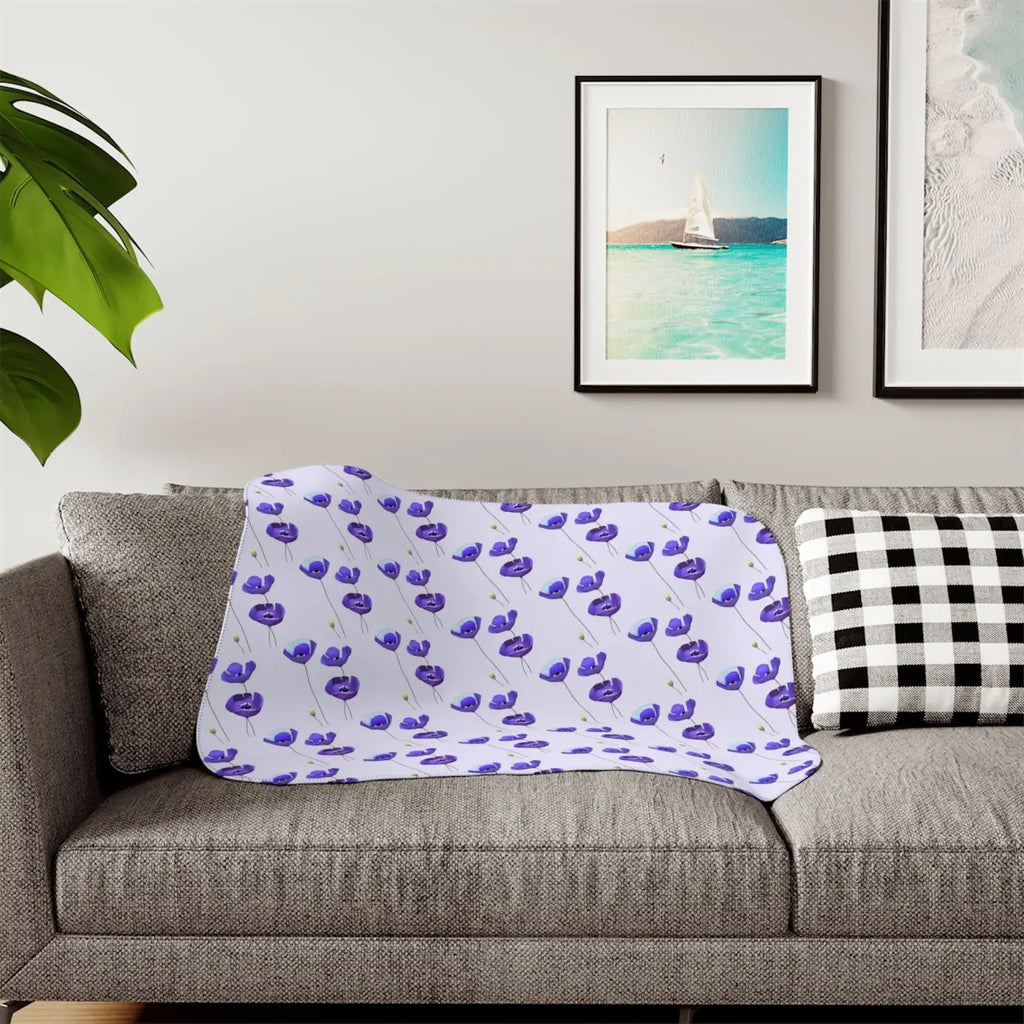 Purple Flower Sherpa Blanket - Cozy Chic Comfort - DipaliZ