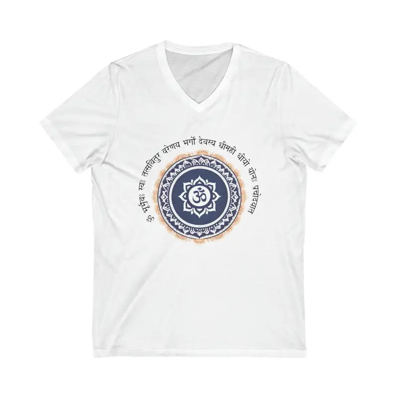 Golden Aura Unisex V-Neck Tee - Gayatri Mantra Design - DipaliZ