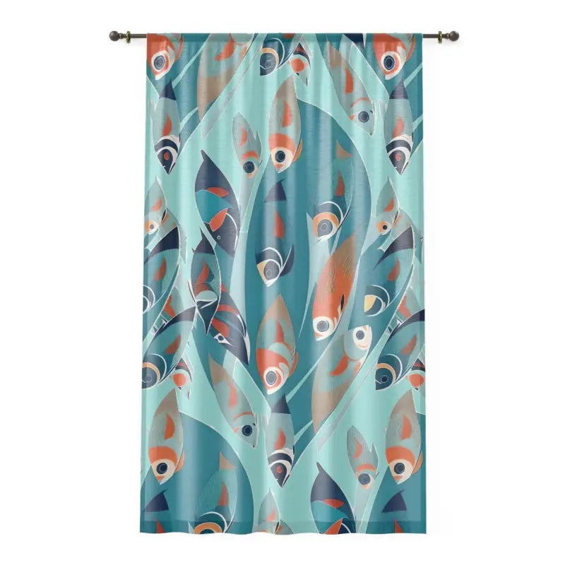 Blue Curtain - Fishes Swimming Aquatic Design - DipaliZ