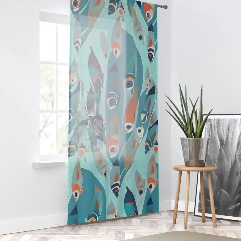 Blue Curtain - Fishes Swimming Aquatic Design - DipaliZ