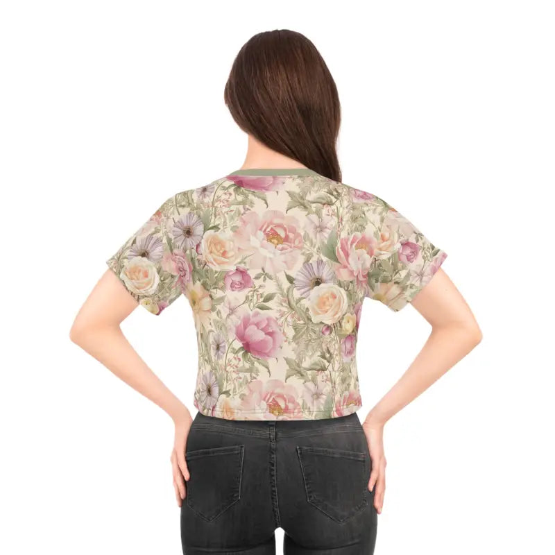 Luxurious Silky Floral Crop Tee - Ultimate Comfort Style - DipaliZ