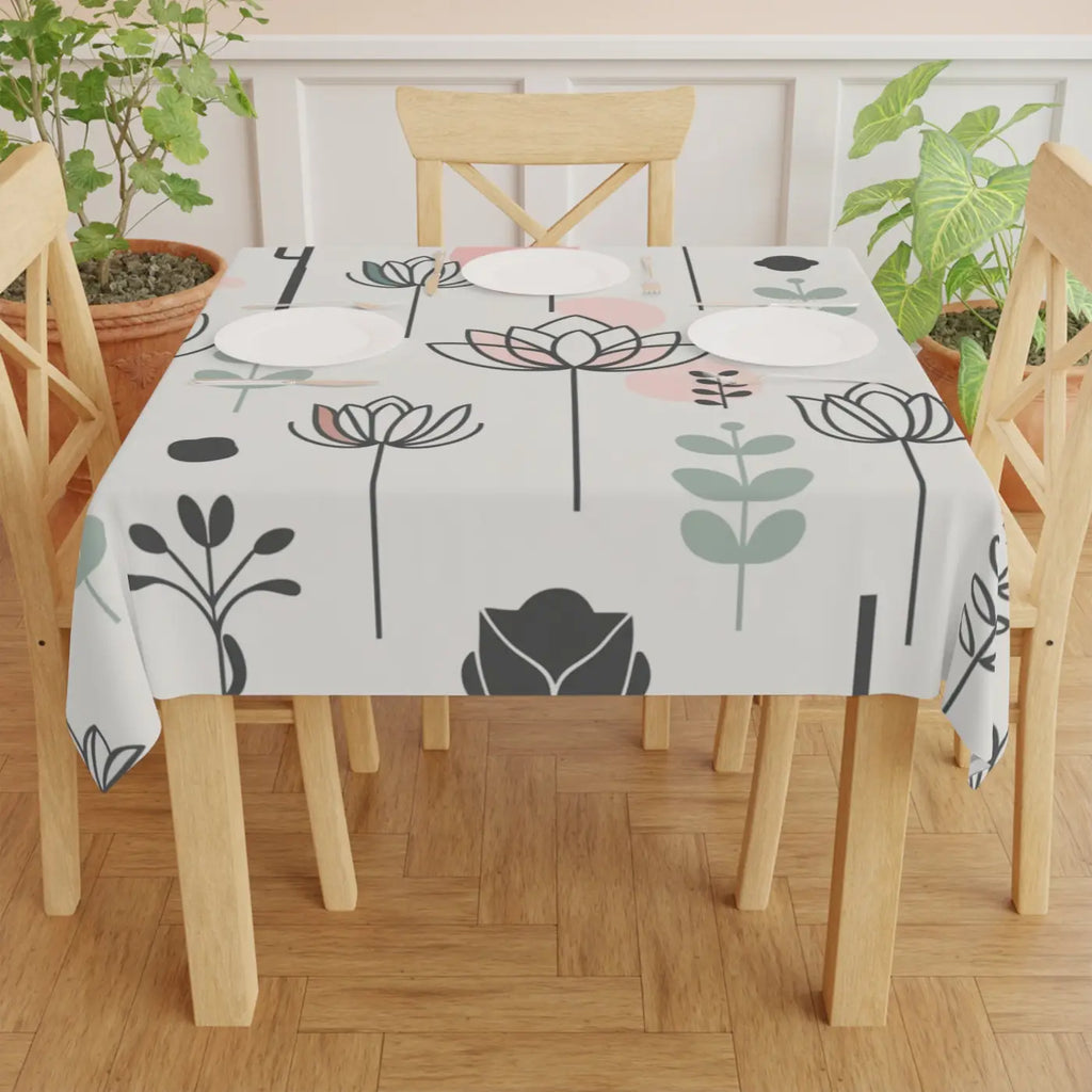 Chic Floral Delight One-Sided Print Tablecloth - Dining Decor - DipaliZ