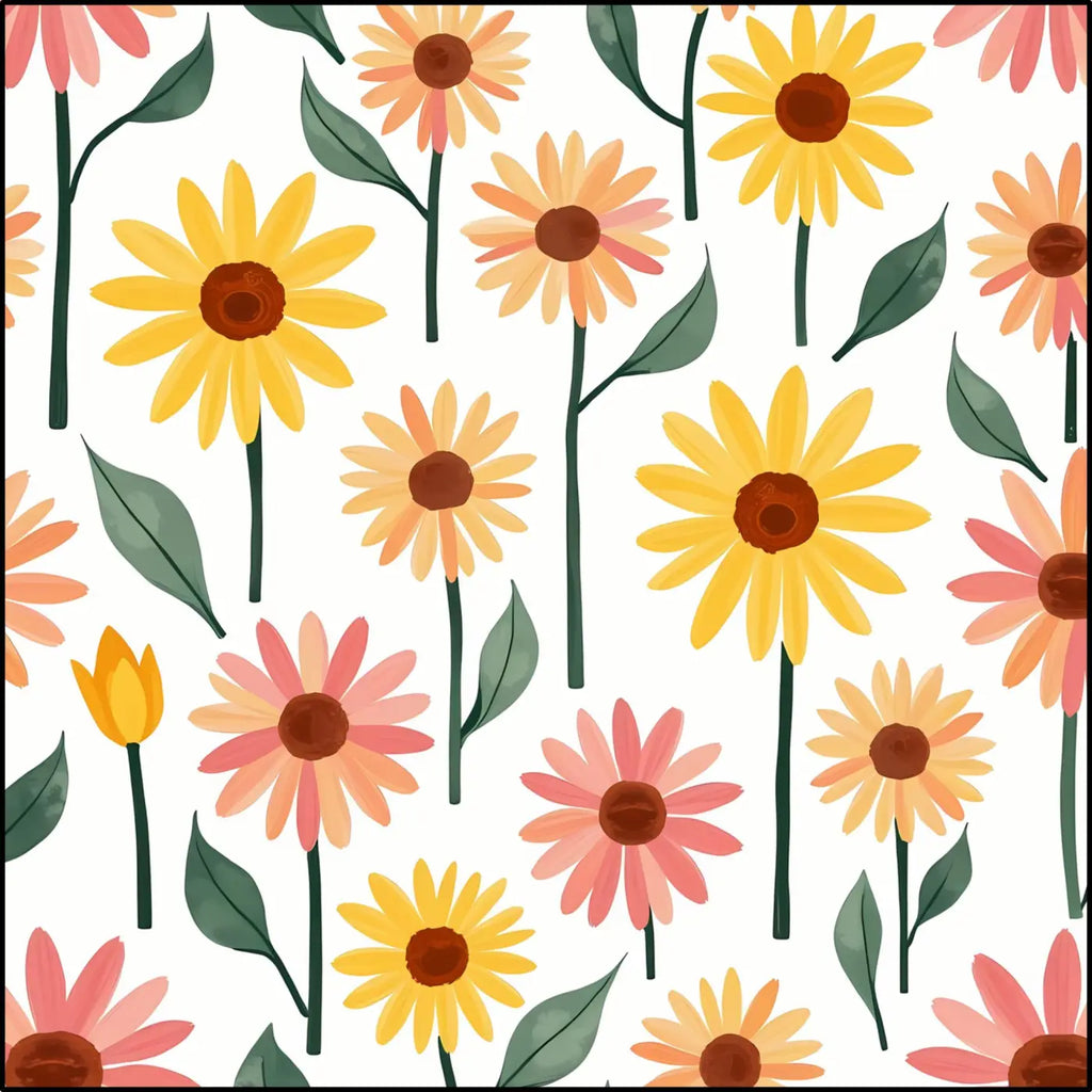 Simple Floral Cotton Fabric - Home Decor and Crafts - DipaliZ