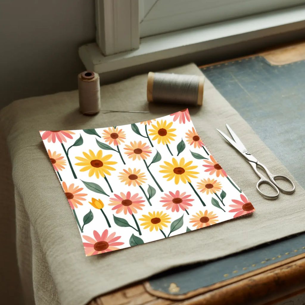 Simple Floral Cotton Fabric - Home Decor and Crafts - DipaliZ