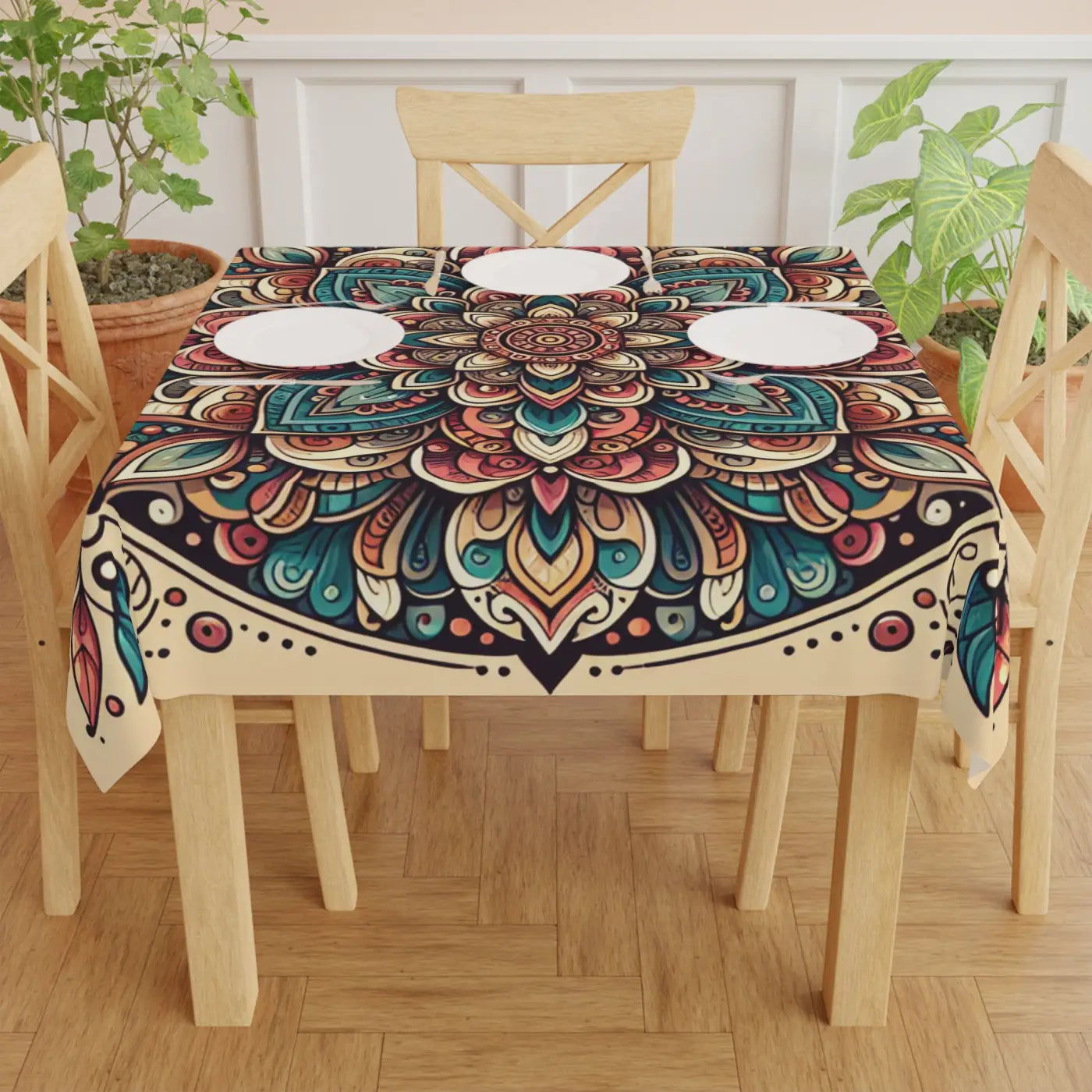 Geometric Oasis Tablecloth - Elegant Home Decor One-Sided Print - DipaliZ