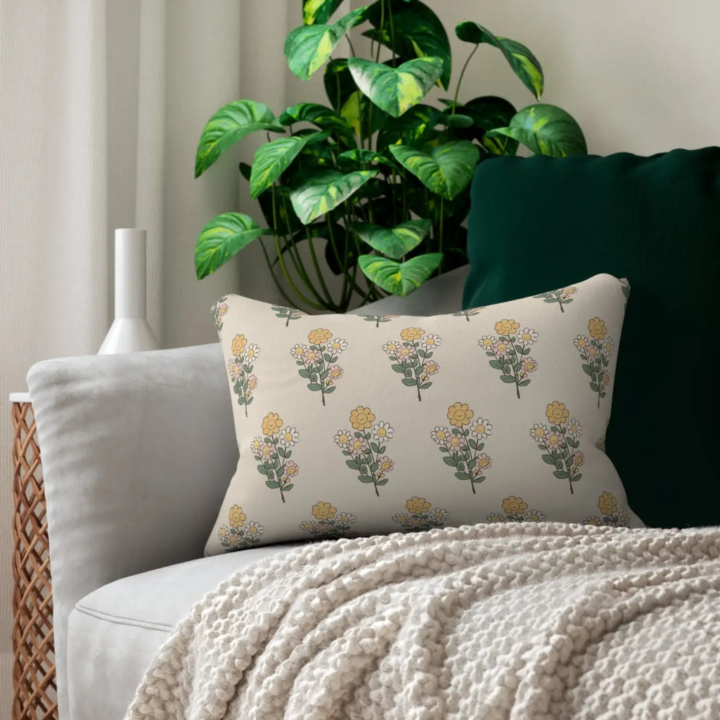Farmhouse Floral Spun-Polyester Lumbar Pillow - Home Decor - DipaliZ