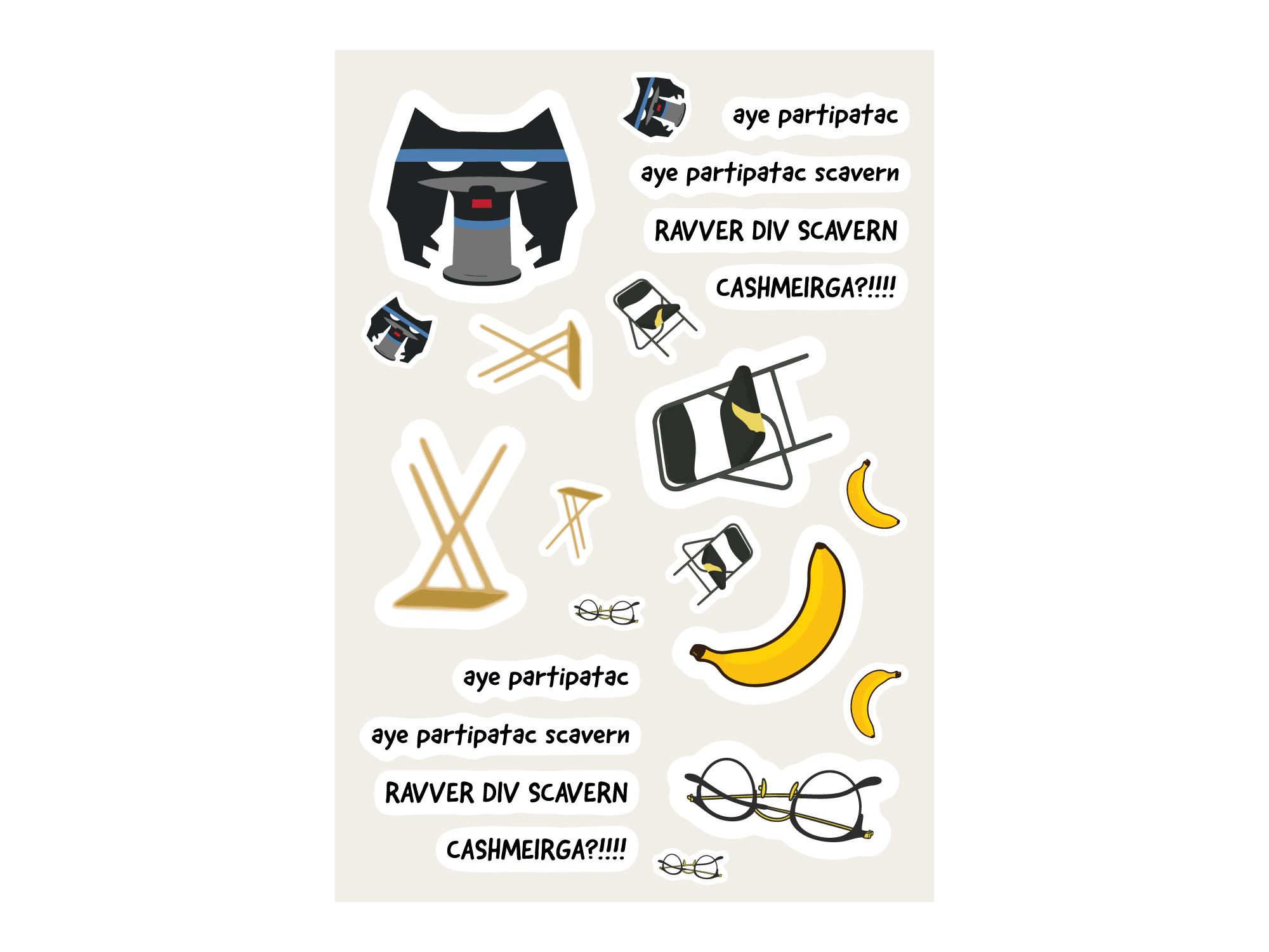 CalebCity “Cashmeirga?!” Sticker Sheet – 24-Piece Meme Decal Set (5x7")