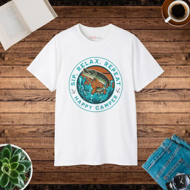 Happy Camper Tee - Sip Relax Repeat Adventure Style - DipaliZ