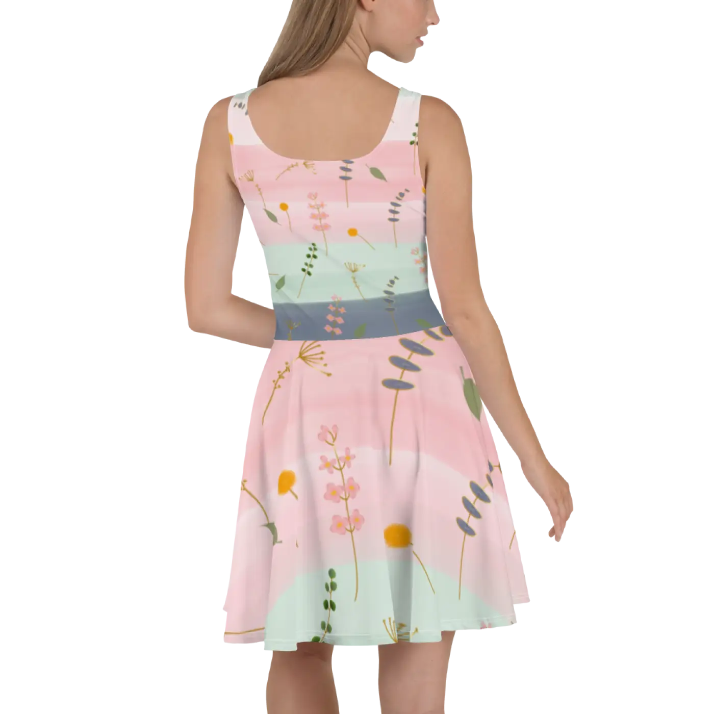 Skater Dress - Simple Flower Pattern Elegance - DipaliZ