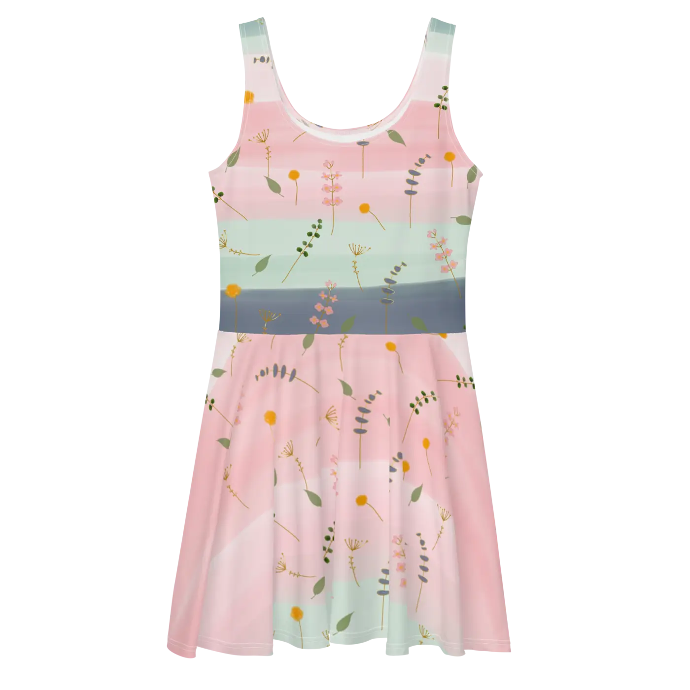 Skater Dress - Simple Flower Pattern Elegance - DipaliZ