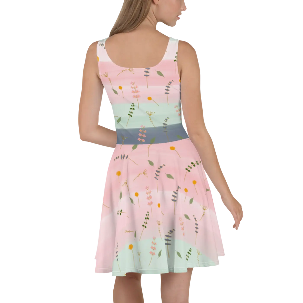 Skater Dress - Simple Flower Pattern Elegance - DipaliZ