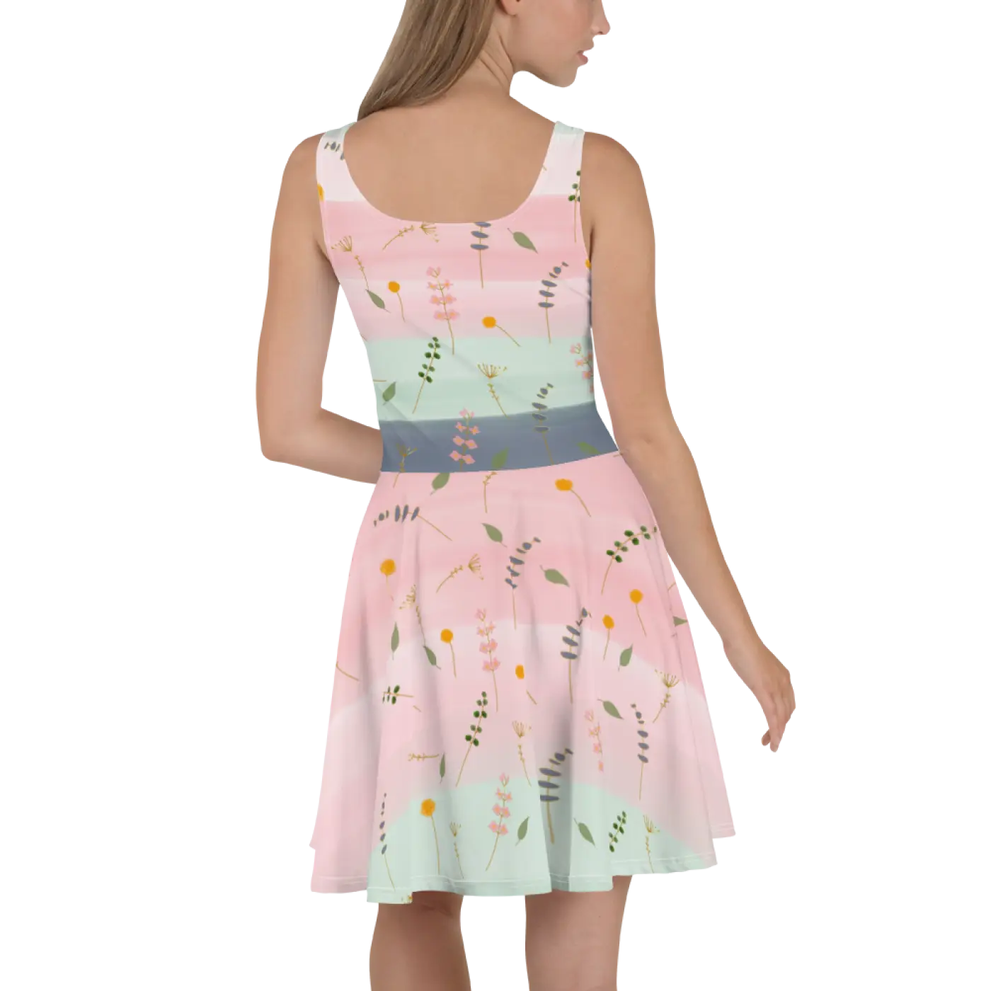 Skater Dress - Simple Flower Pattern Elegance - DipaliZ