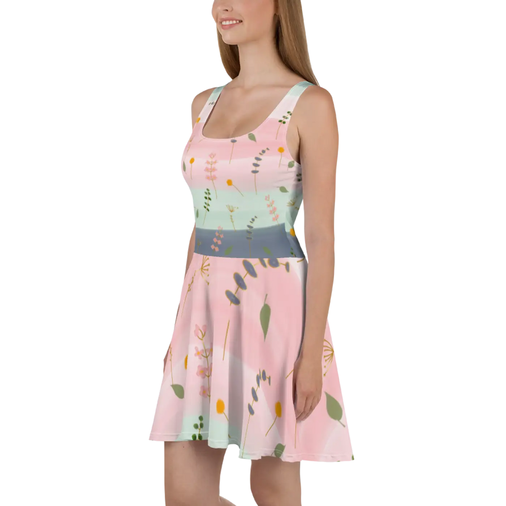 Skater Dress - Simple Flower Pattern Elegance - DipaliZ