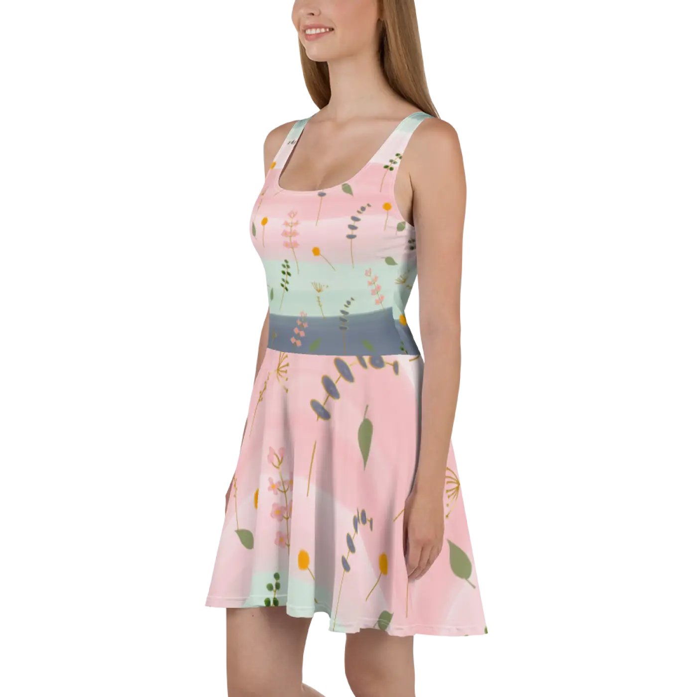 Skater Dress - Simple Flower Pattern Elegance - DipaliZ