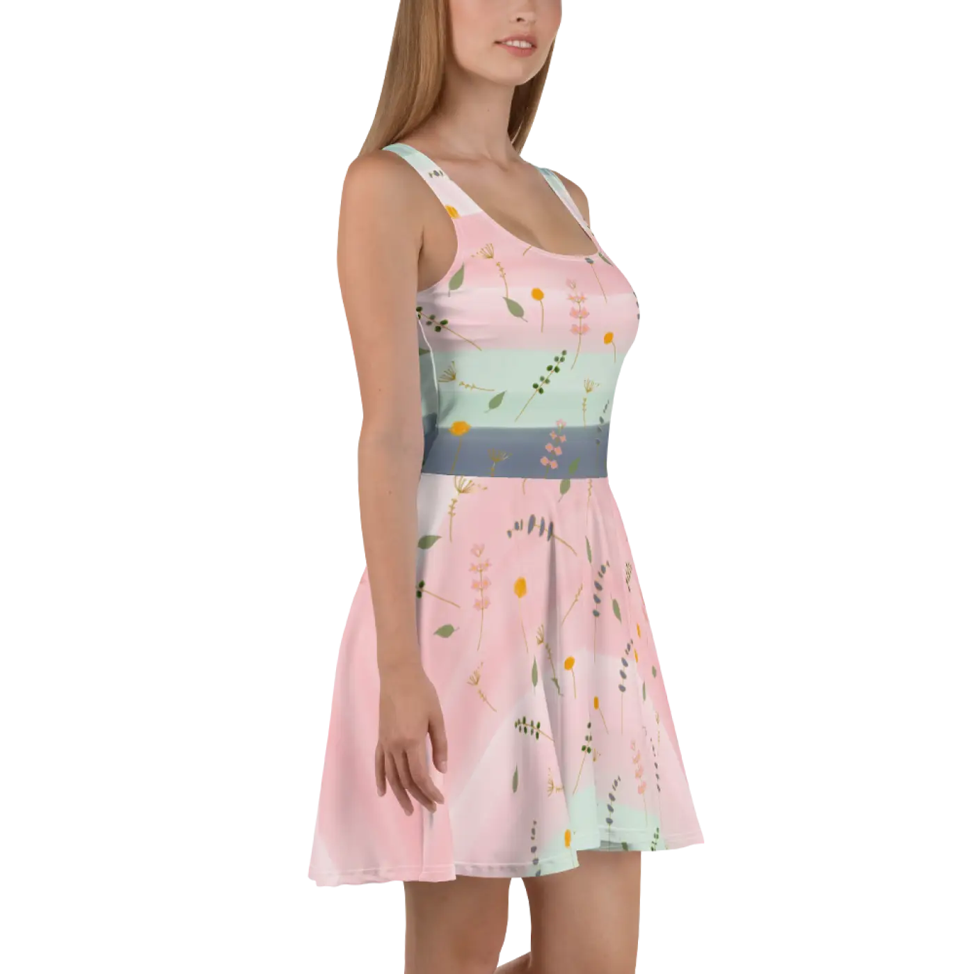 Skater Dress - Simple Flower Pattern Elegance - DipaliZ