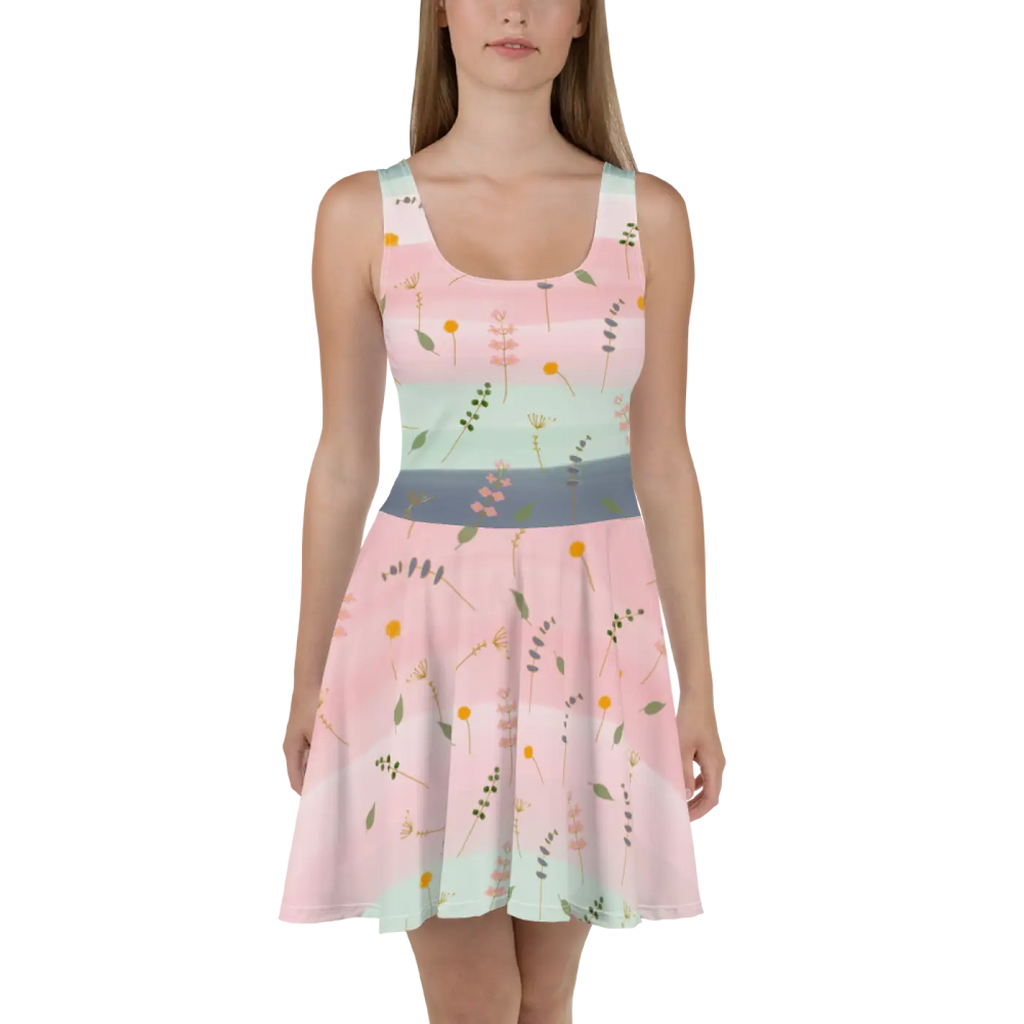 Skater Dress - Simple Flower Pattern Elegance - DipaliZ