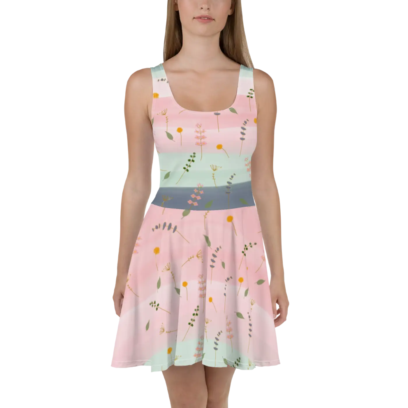Skater Dress - Simple Flower Pattern Elegance - DipaliZ