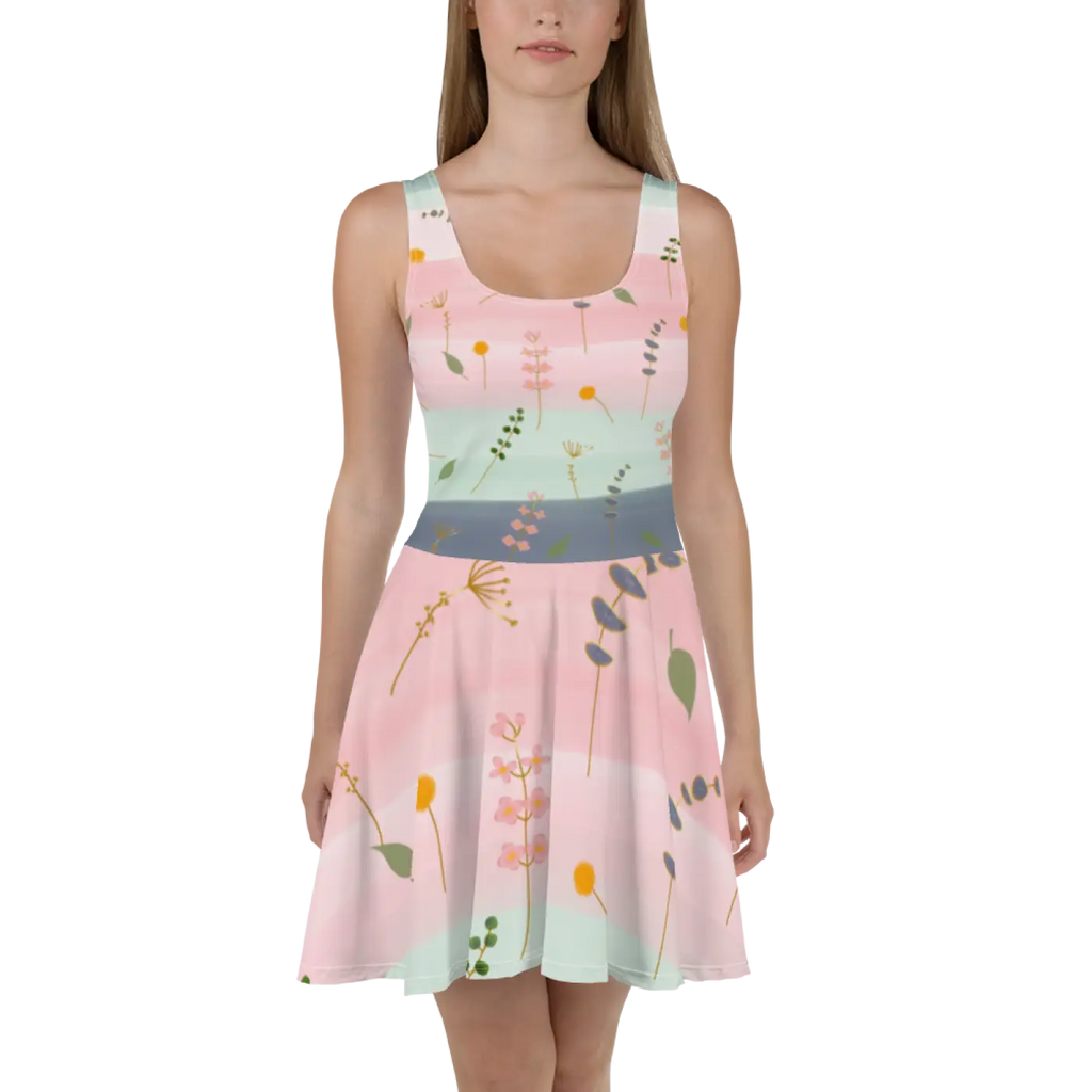 Skater Dress - Simple Flower Pattern Elegance - DipaliZ