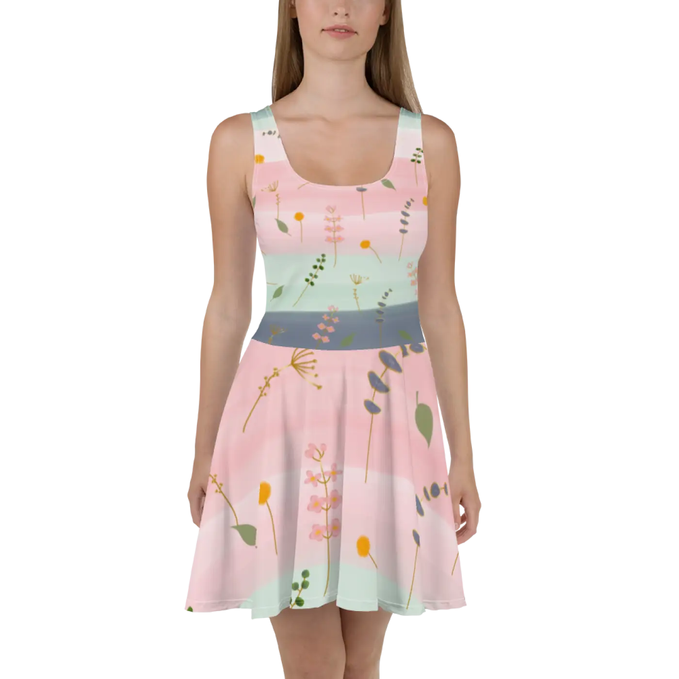 Skater Dress - Simple Flower Pattern Elegance - DipaliZ
