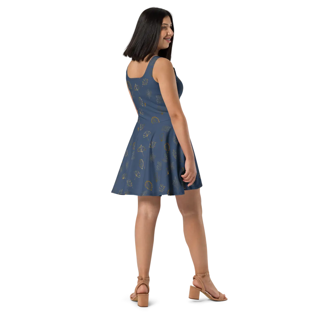 Navy Blue Skater Dress - Flared Skirt Style - DipaliZ