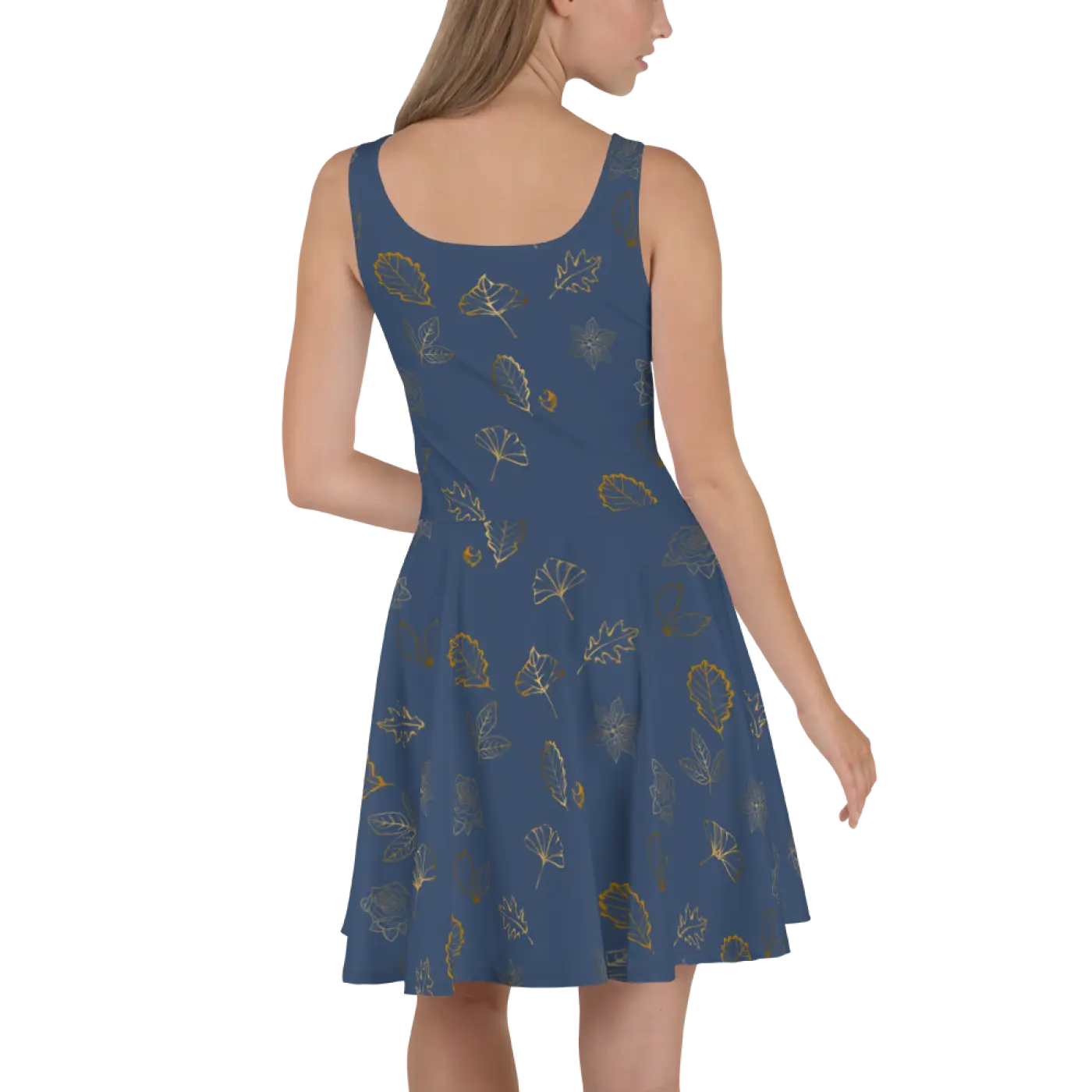 Navy Blue Skater Dress - Flared Skirt Style - DipaliZ