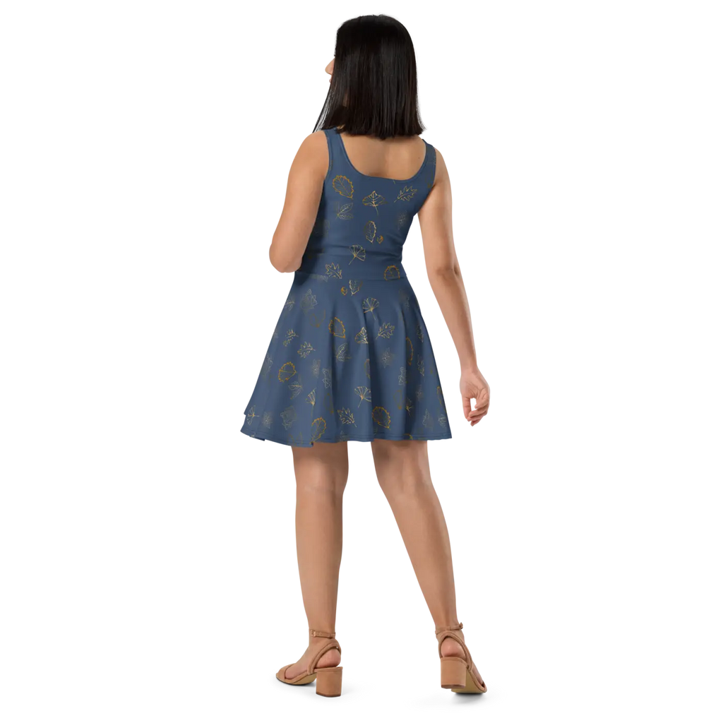 Navy Blue Skater Dress - Flared Skirt Style - DipaliZ
