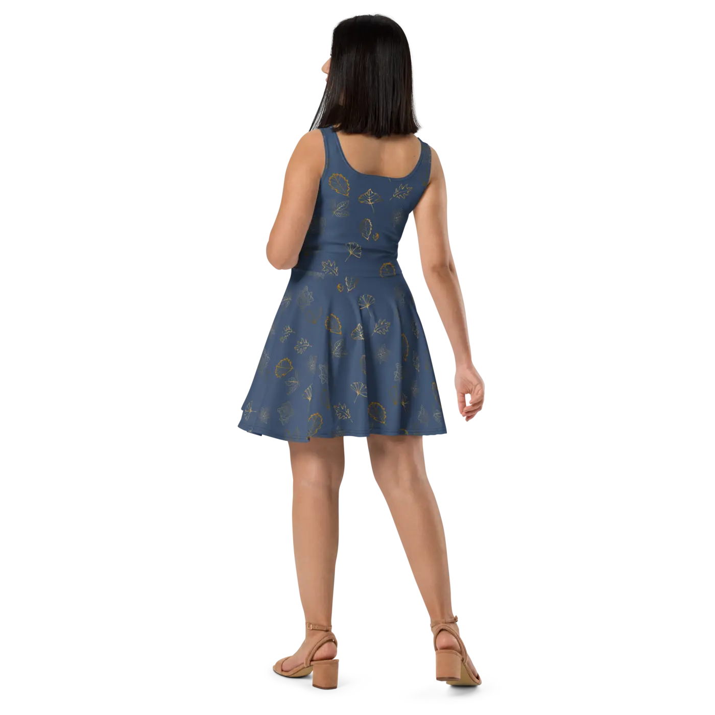 Navy Blue Skater Dress - Flared Skirt Style - DipaliZ