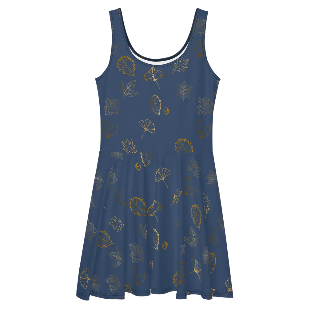 Navy Blue Skater Dress - Flared Skirt Style - DipaliZ