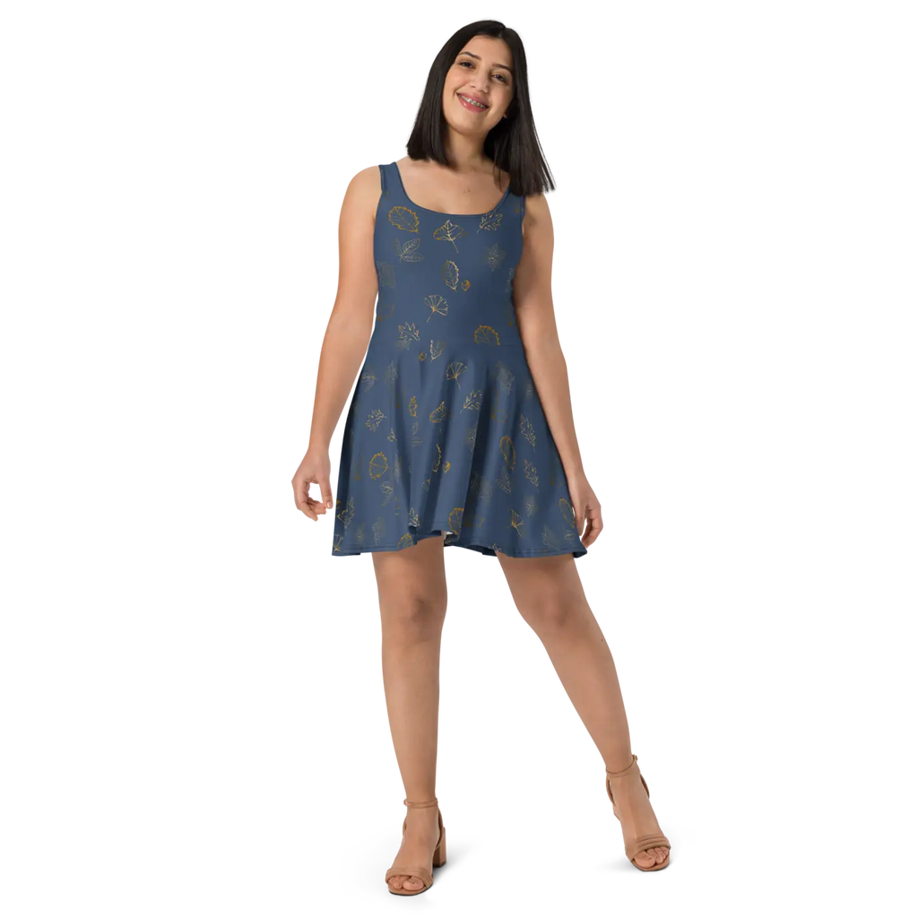 Navy Blue Skater Dress - Flared Skirt Style - DipaliZ