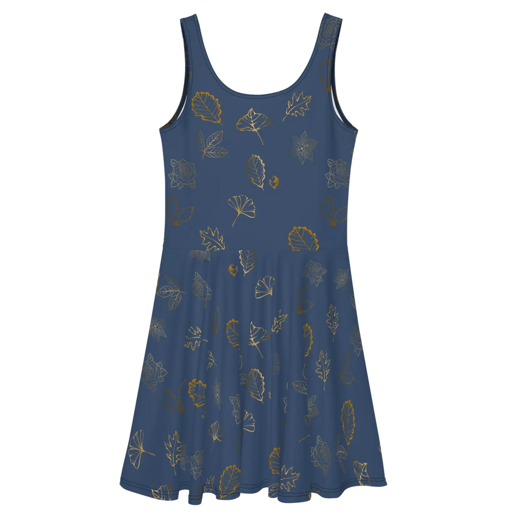 Navy Blue Skater Dress - Flared Skirt Style - DipaliZ