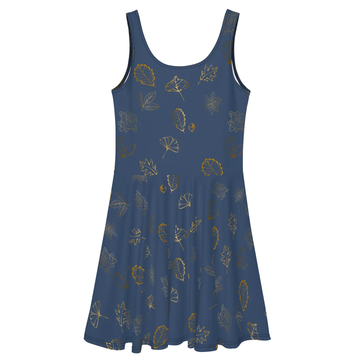 Navy Blue Skater Dress - Flared Skirt Style - DipaliZ