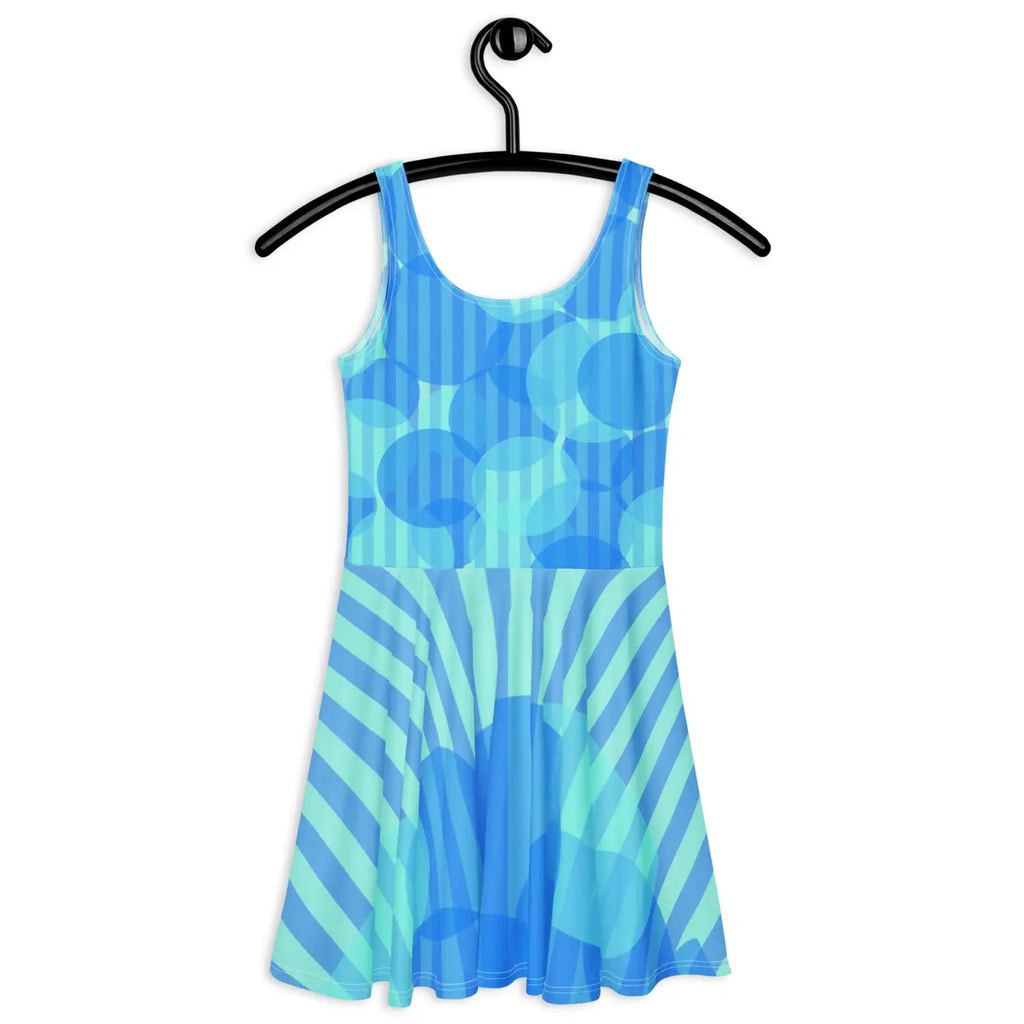 Blue Wavy Stripes Skater Dress - Statement Style - DipaliZ