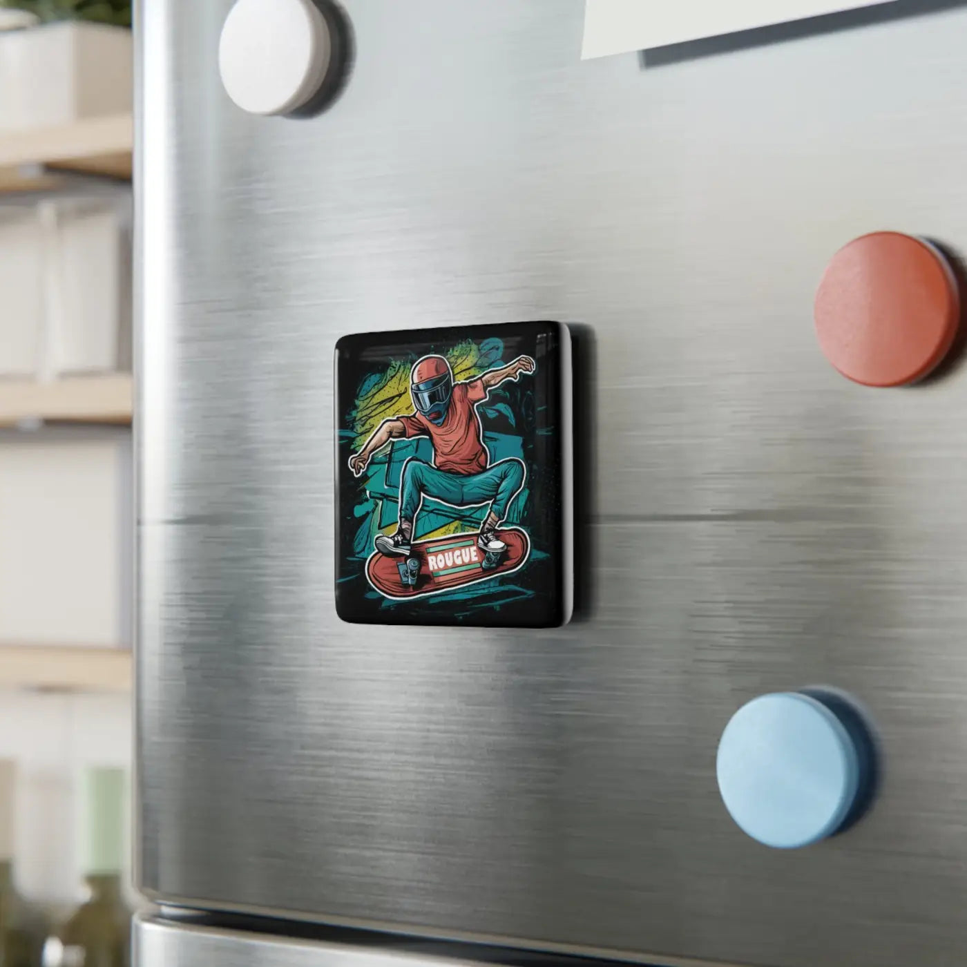 Skateboard Porcelain Magnet - Vibrant Color Reproduction - DipaliZ
