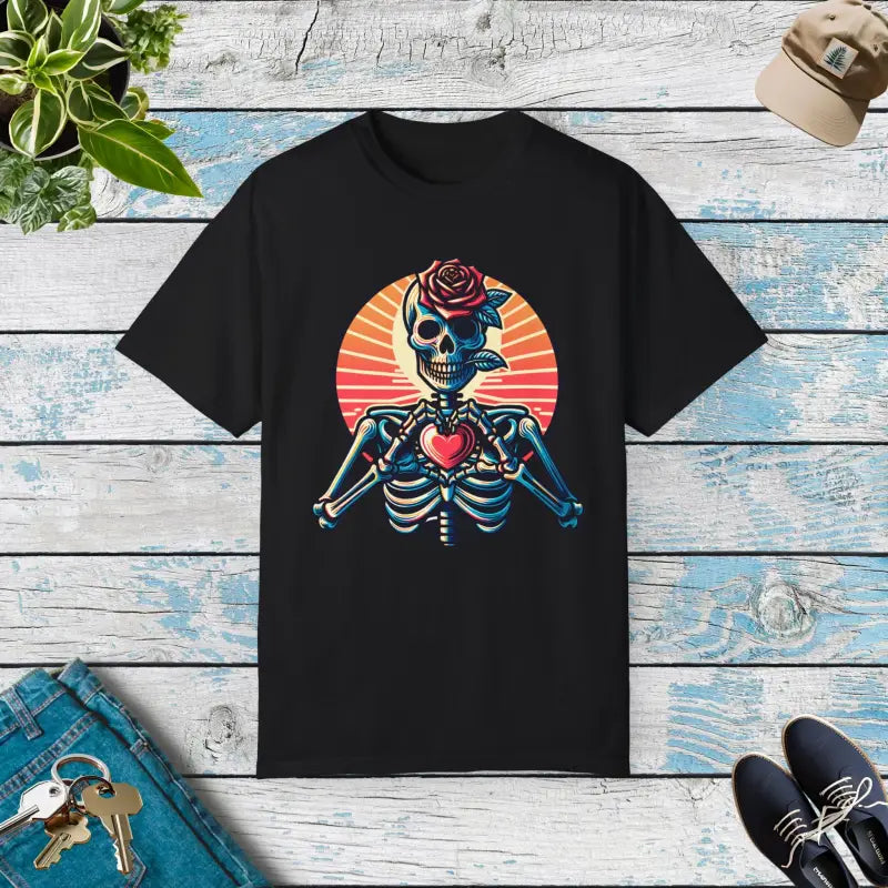 Skeleton Heart Tee - Edgy Comfort Colors Design - DipaliZ