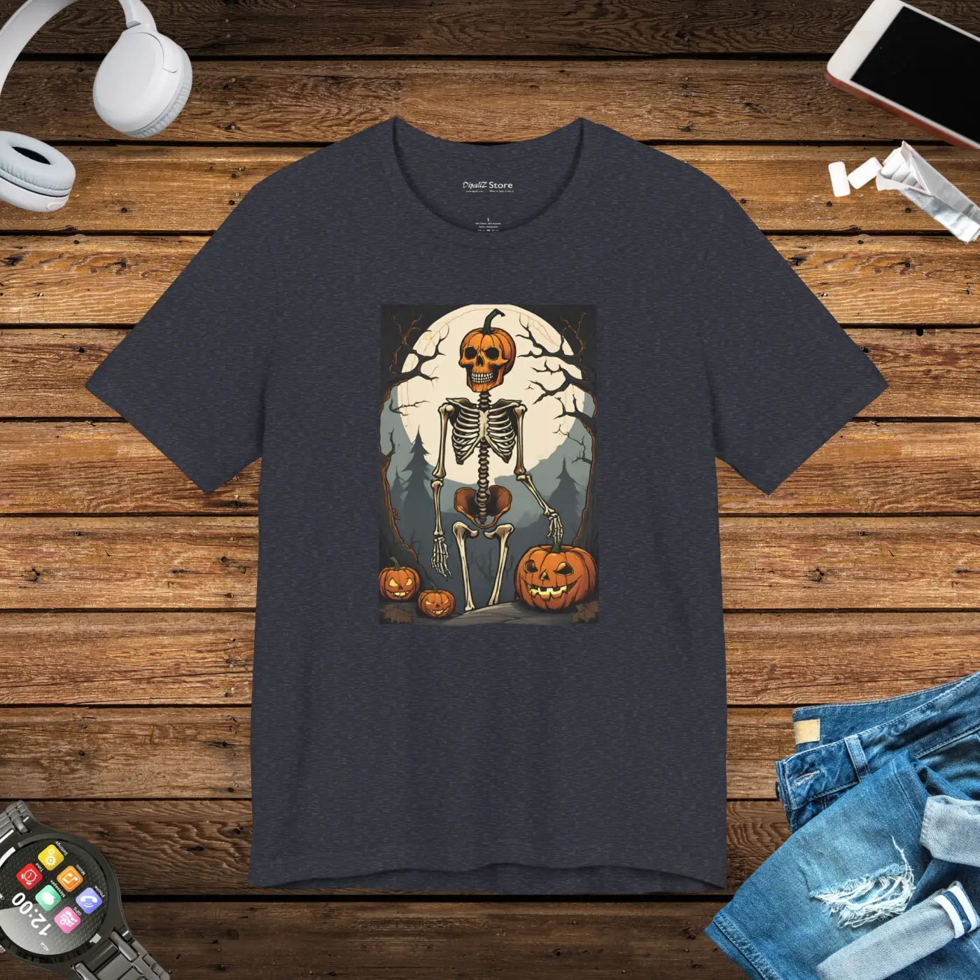 Playful Skeleton Unisex Jersey Short Tee - Halloween - DipaliZ