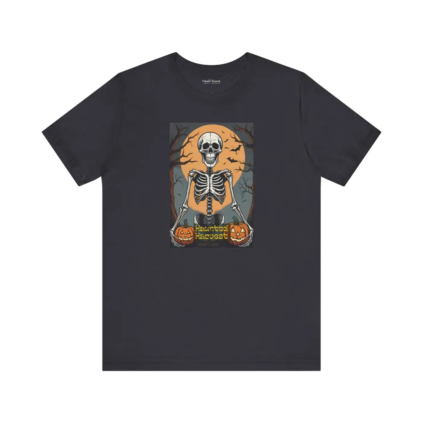 Haunted Harvest Unisex Jersey Tee - Halloween Skeleton Design - DipaliZ