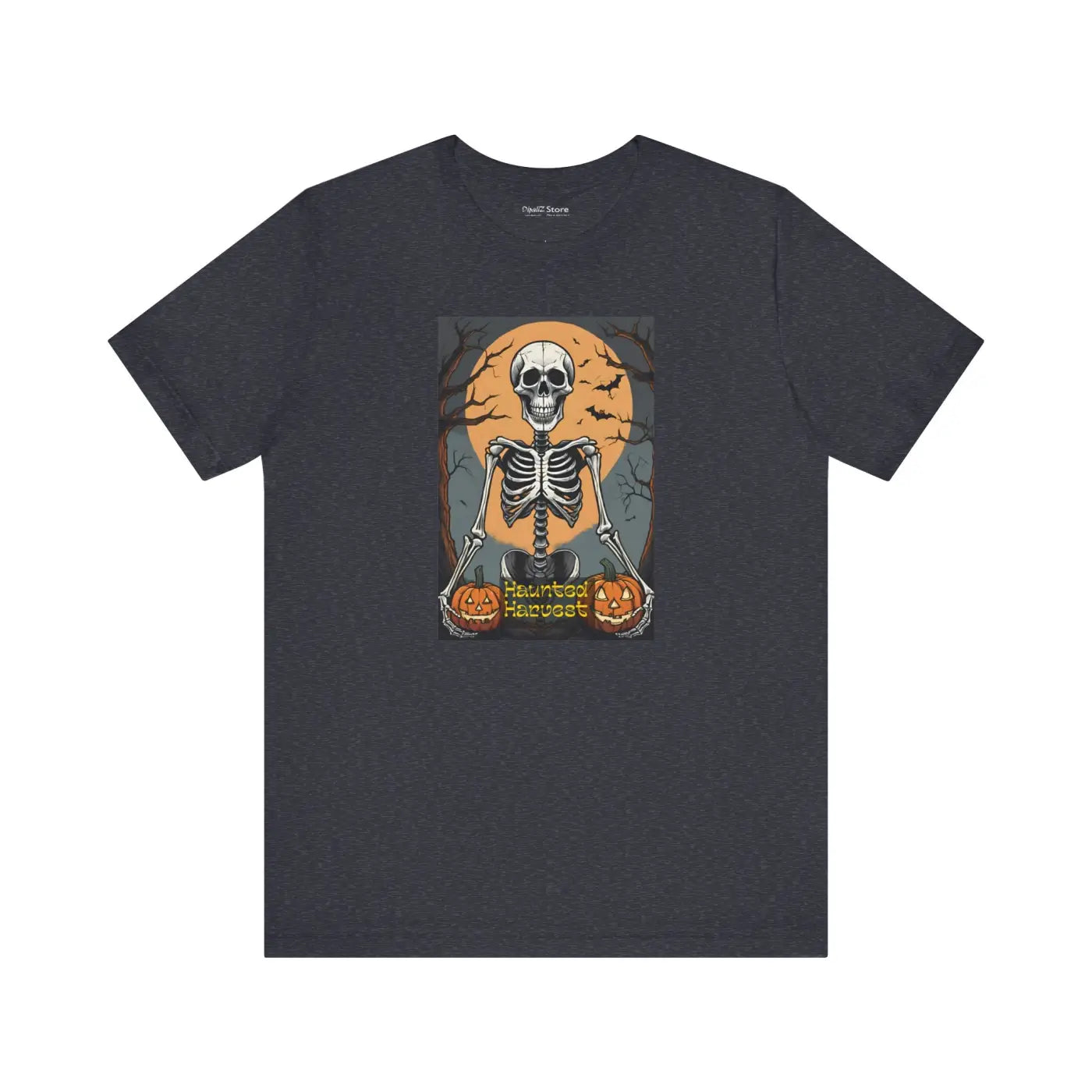 Haunted Harvest Unisex Jersey Tee - Halloween Skeleton Design - DipaliZ