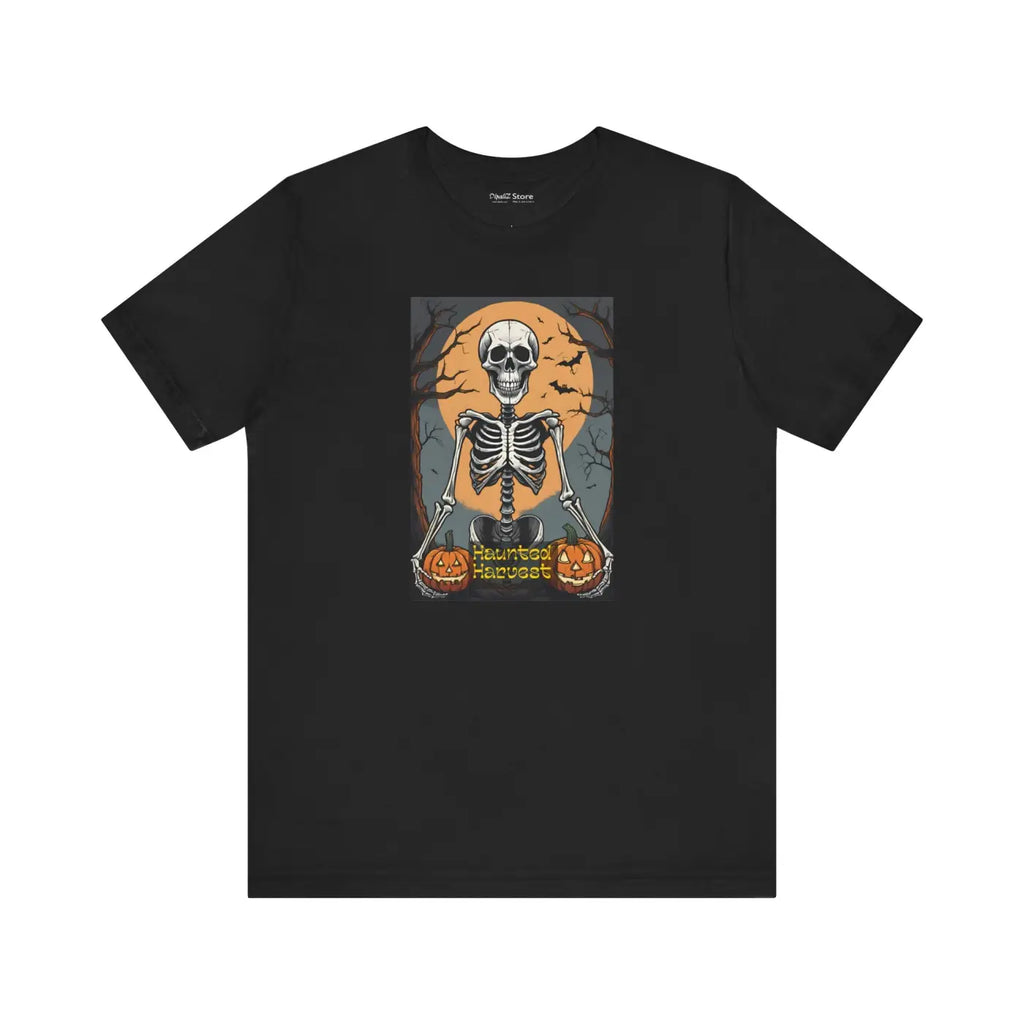Haunted Harvest Unisex Jersey Tee - Halloween Skeleton Design - DipaliZ