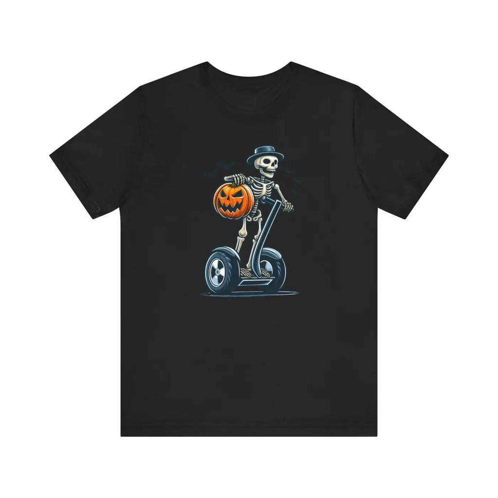 Skeleton Segway Tee - Airlume Combed Halloween Shirt - DipaliZ