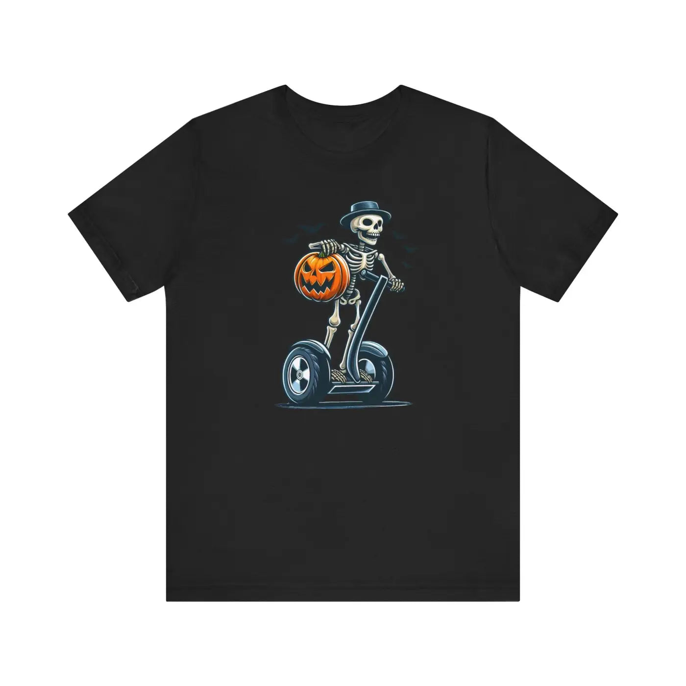 Skeleton Segway Tee - Airlume Combed Halloween Shirt - DipaliZ
