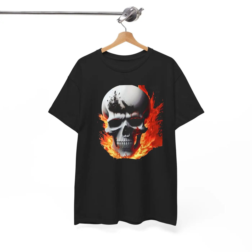Skull On Fire Unisex Cotton Tee - Eco-Friendly Gift - DipaliZ