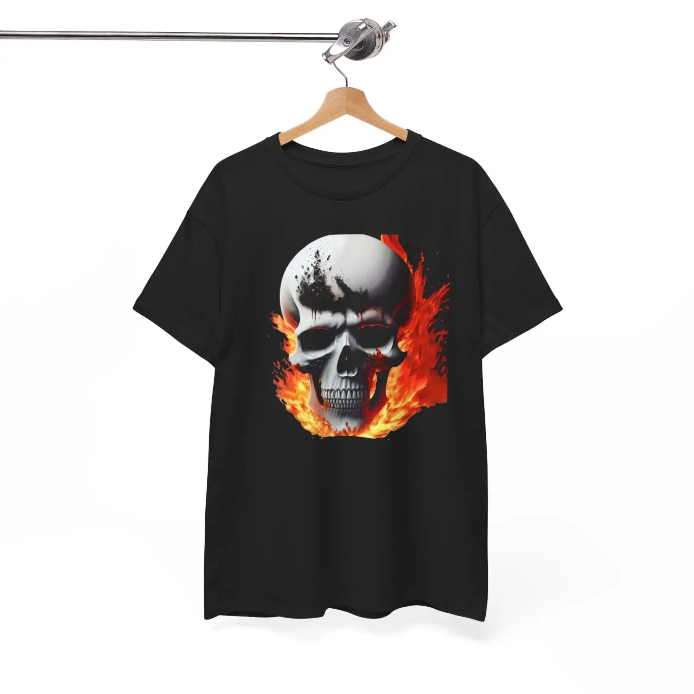Skull On Fire Unisex Cotton Tee - Eco-Friendly Gift - DipaliZ