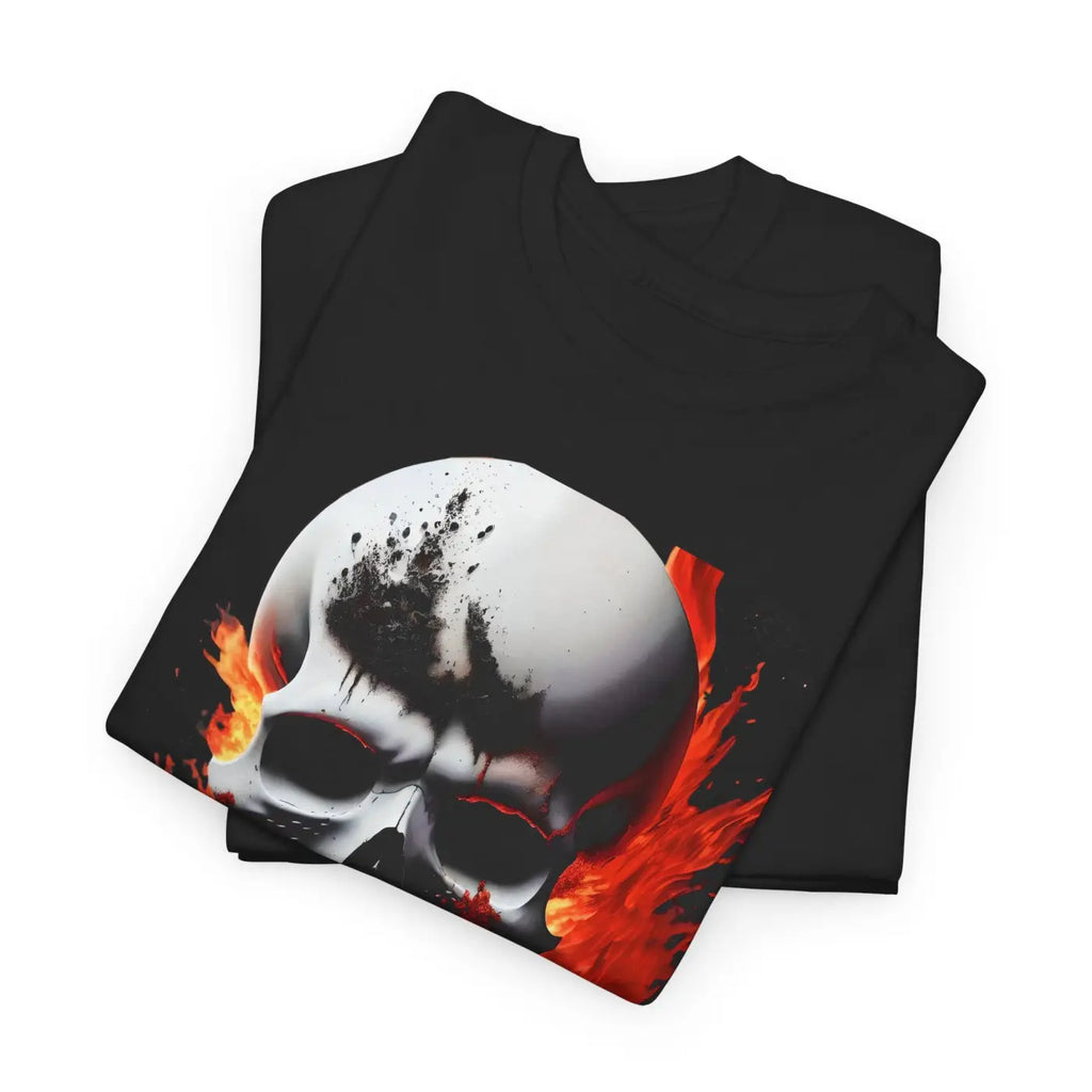 Skull On Fire Unisex Cotton Tee - Eco-Friendly Gift - DipaliZ