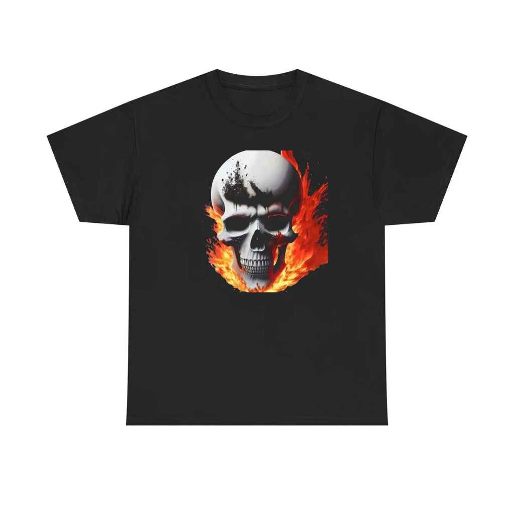 Skull On Fire Unisex Cotton Tee - Eco-Friendly Gift - DipaliZ
