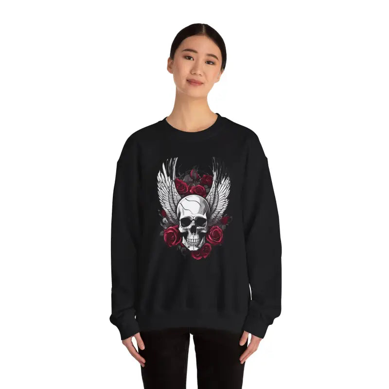 Spooky Skulls and Roses Heavy Blend Crewneck - Halloween - DipaliZ
