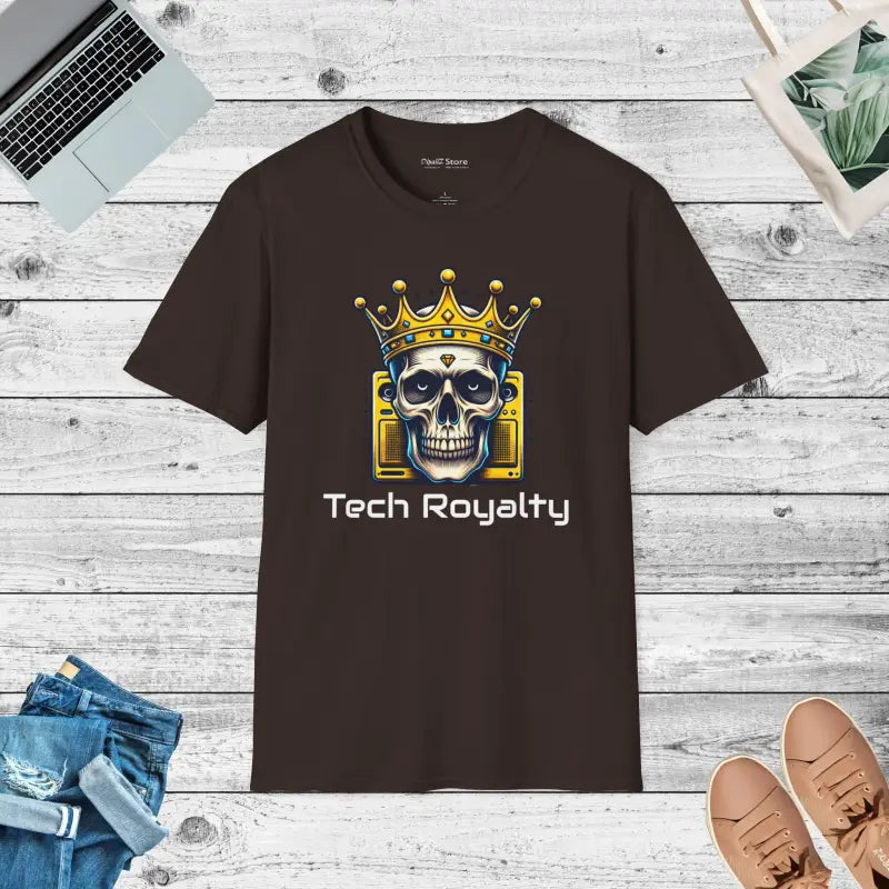Soft-Style Cotton Tee - Tech Royalty Skull Crown Design - DipaliZ