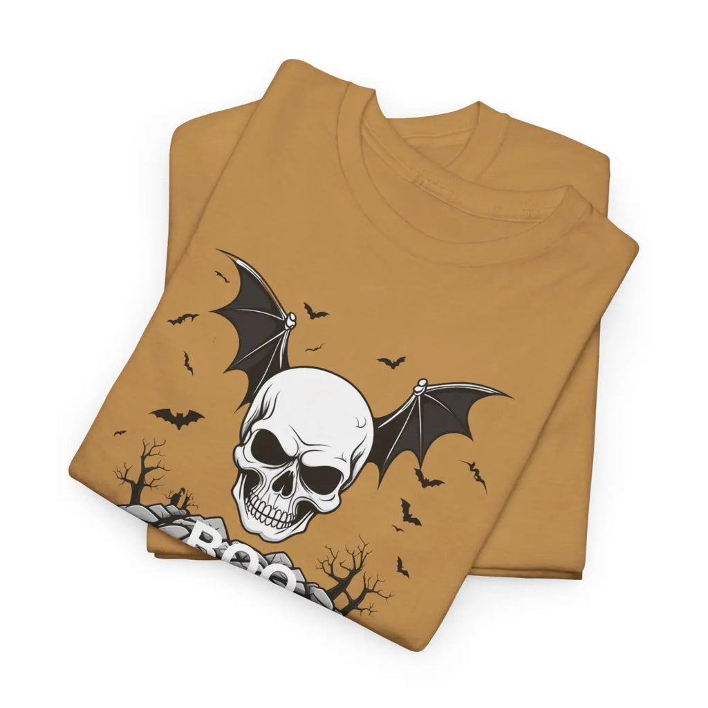 Heavy Cotton Tee - Winged Skull Halloween Design - DipaliZ